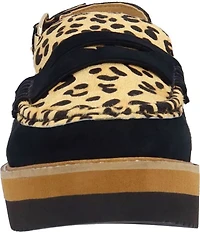 L'Amour Des Pieds Zuree Suede Leopard Print Calf Hair Slingback Penny Loafers