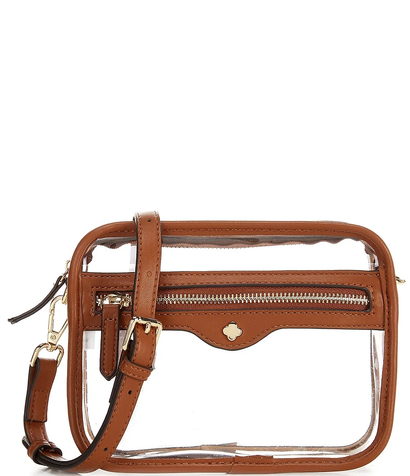 Landry Clear Camera Gold Hardware Contrast Trim Crossbody Bag