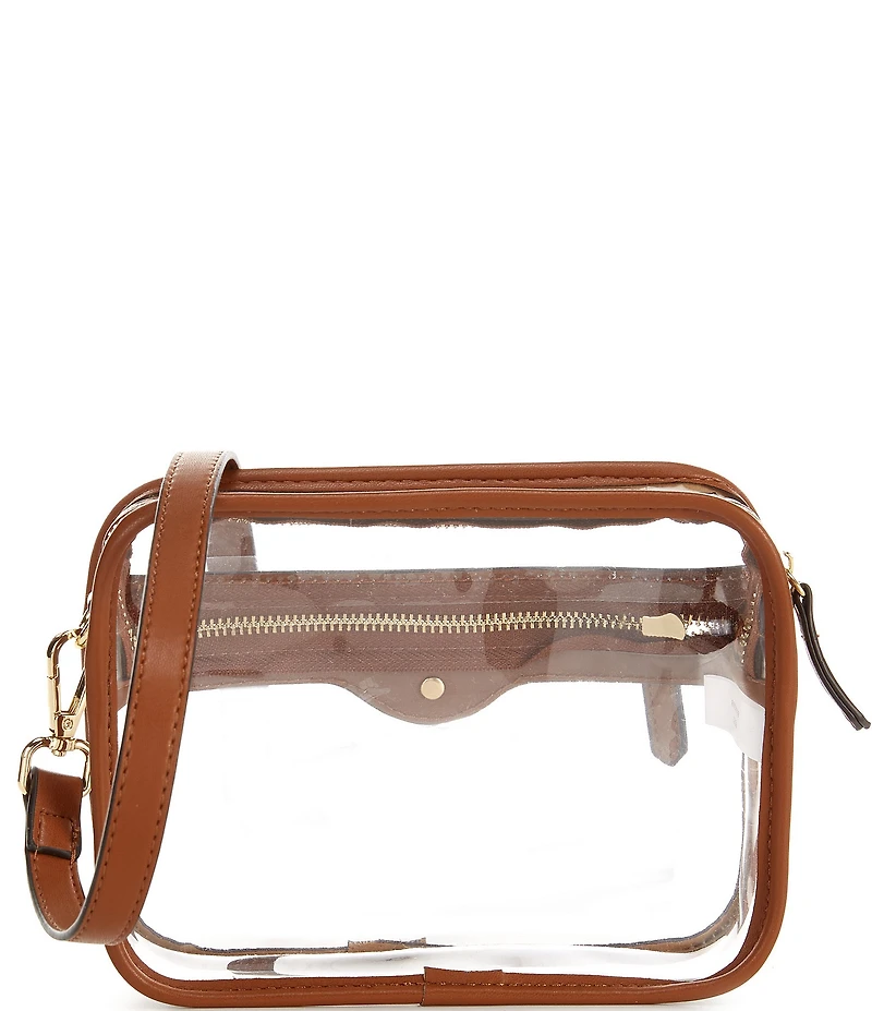 Landry Clear Camera Gold Hardware Contrast Trim Crossbody Bag