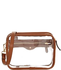 Landry Clear Camera Gold Hardware Contrast Trim Crossbody Bag
