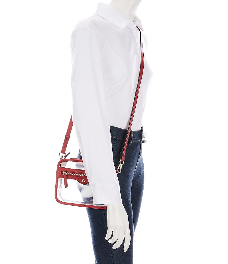 Landry Clear Camera Gold Hardware Contrast Trim Crossbody Bag