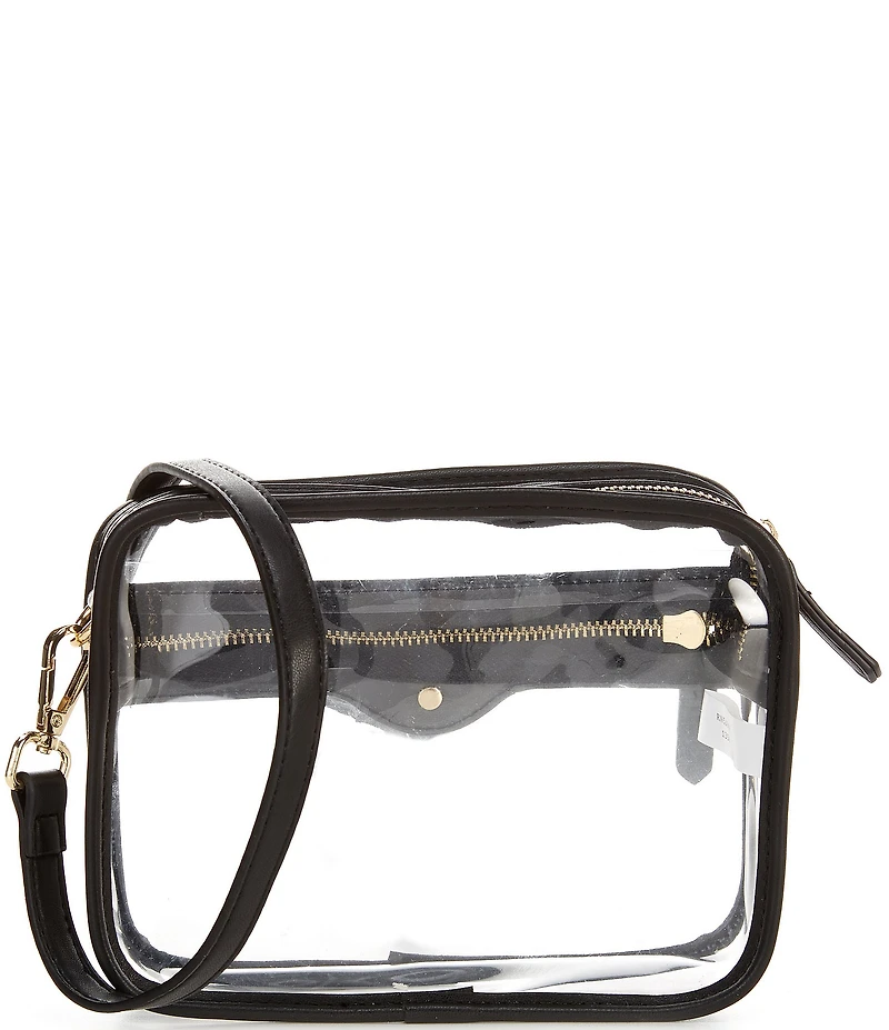 Landry Clear Camera Gold Hardware Contrast Trim Crossbody Bag