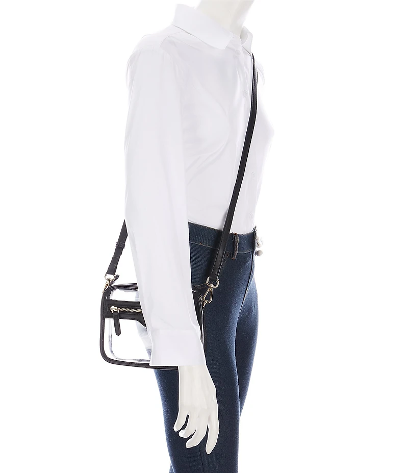 Landry Clear Camera Gold Hardware Contrast Trim Crossbody Bag
