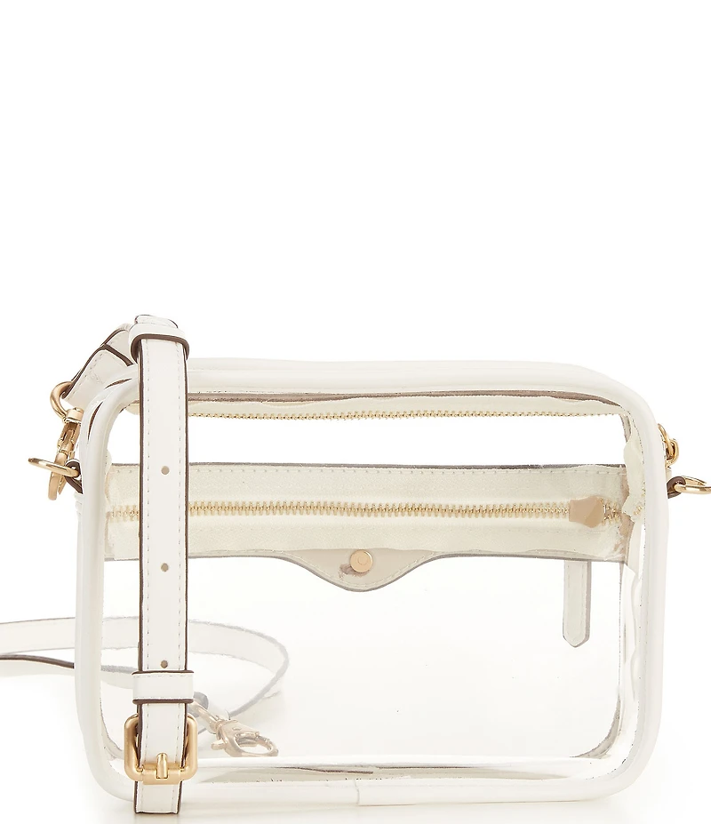 Landry Clear Camera Gold Hardware Contrast Trim Crossbody Bag