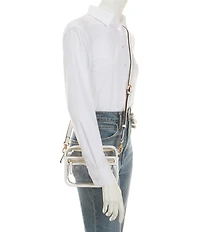 Landry Clear Camera Gold Hardware Contrast Trim Crossbody Bag