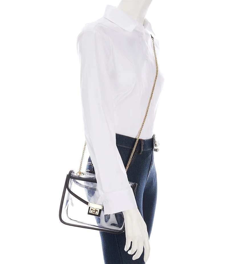 Landry Clear Lock Contrast Trim Crossbody Bag