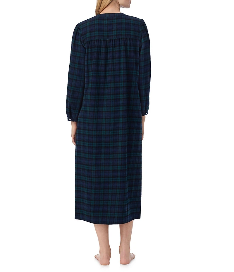 Lanz of Salzburg Cotton Flannel Eyelet Lace Crew Neck Ballet Nightgown