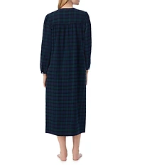 Lanz of Salzburg Cotton Flannel Eyelet Lace Crew Neck Ballet Nightgown