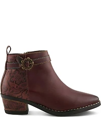 L'ARTISTE Acree Floral Embossed Leather Faux Fur Lined Booties