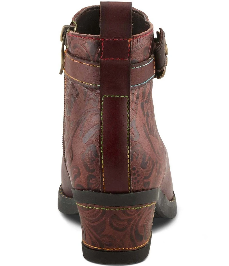 L'ARTISTE Acree Floral Embossed Leather Faux Fur Lined Booties