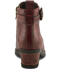 L'ARTISTE Acree Floral Embossed Leather Faux Fur Lined Booties