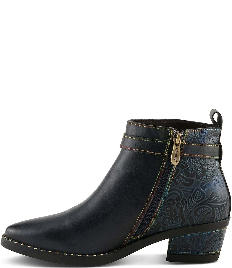 L'ARTISTE Acree Floral Embossed Leather Faux Fur Lined Booties