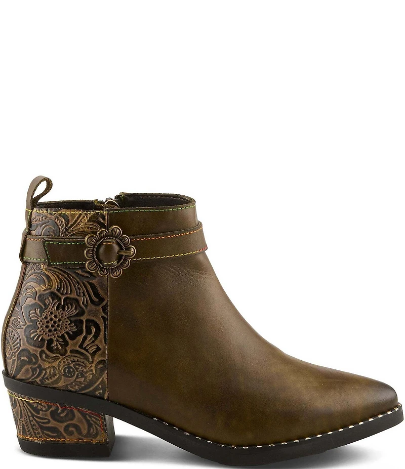 L'ARTISTE Acree Floral Embossed Leather Faux Fur Lined Booties