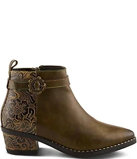 L'ARTISTE Acree Floral Embossed Leather Faux Fur Lined Booties