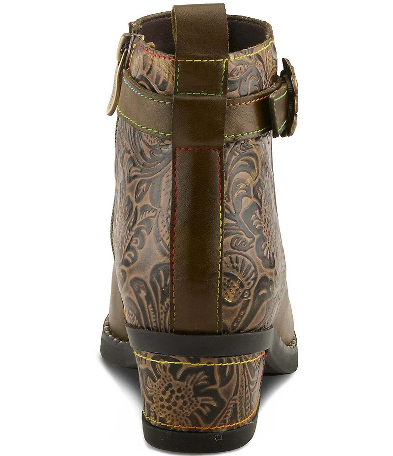 L'ARTISTE Acree Floral Embossed Leather Faux Fur Lined Booties