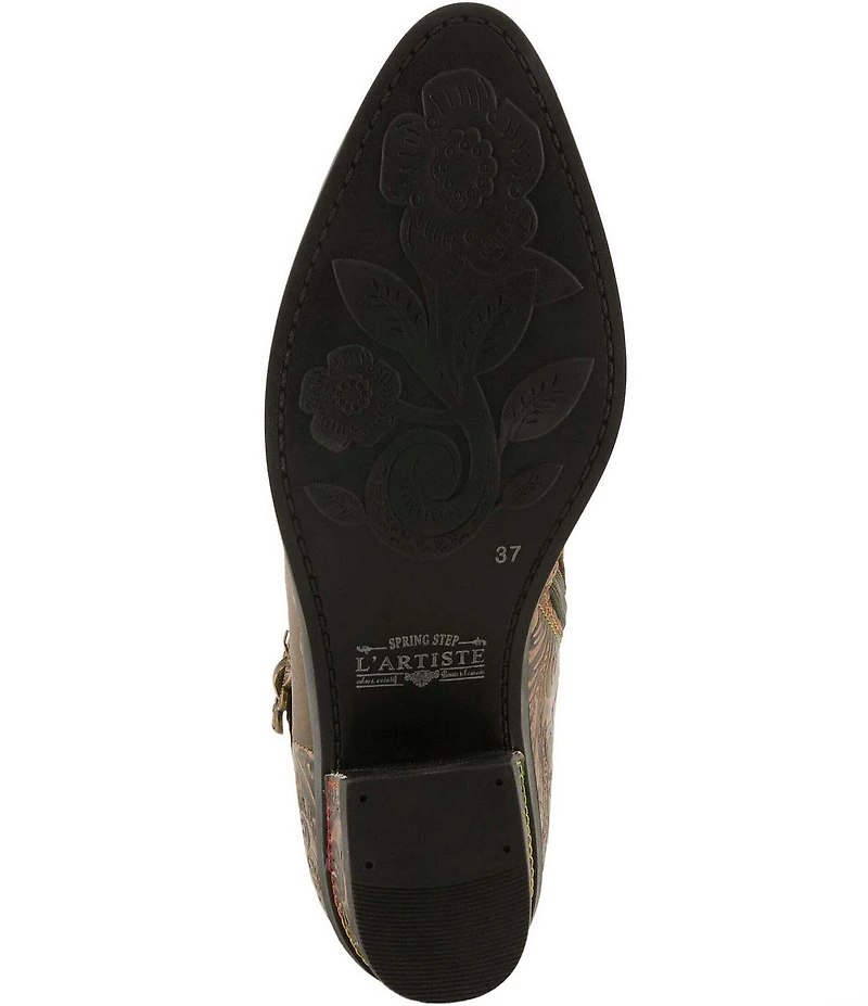 L'ARTISTE Acree Floral Embossed Leather Faux Fur Lined Booties