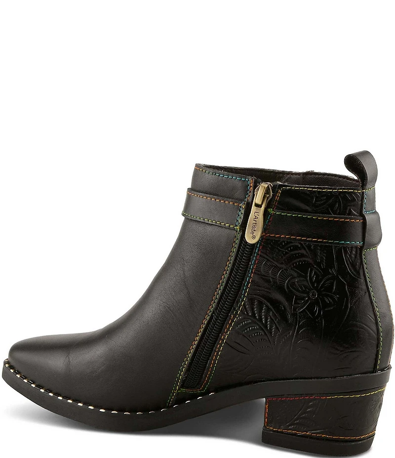 L'ARTISTE Acree Floral Embossed Leather Faux Fur Lined Booties