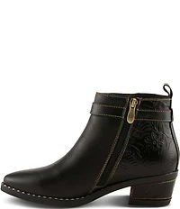 L'ARTISTE Acree Floral Embossed Leather Faux Fur Lined Booties