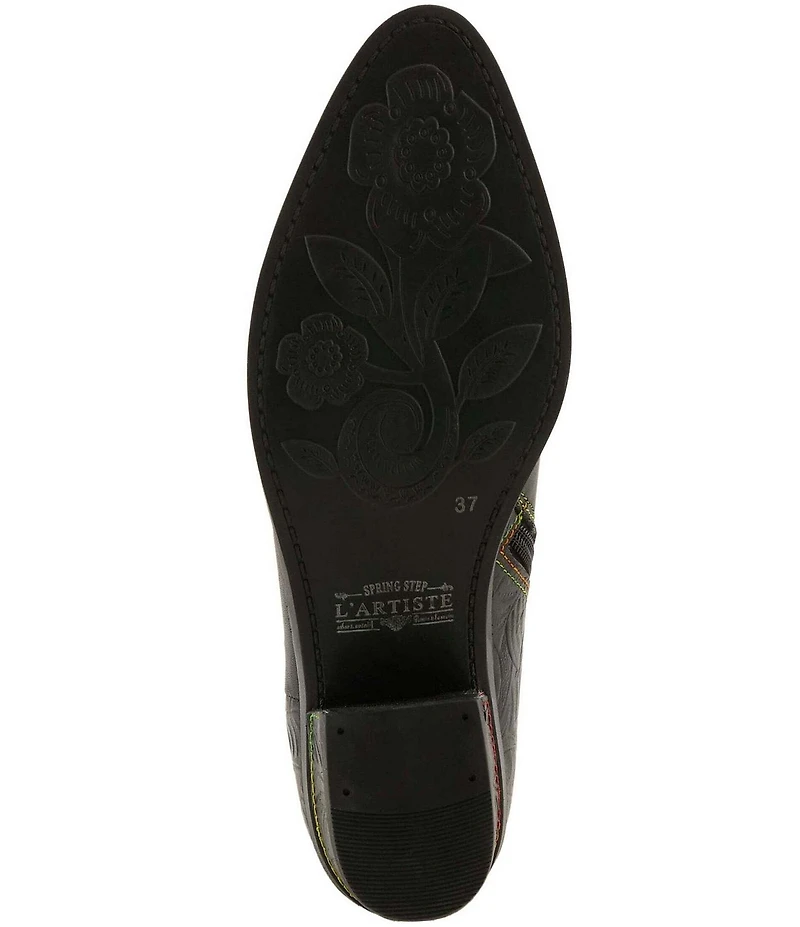 L'ARTISTE Acree Floral Embossed Leather Faux Fur Lined Booties