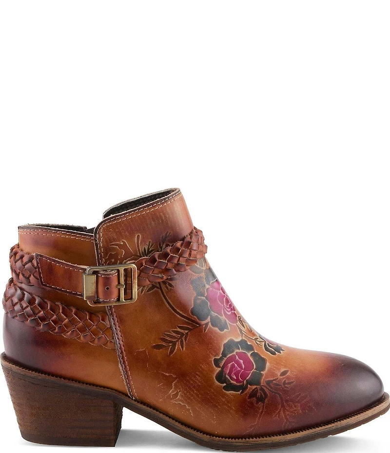 L'ARTISTE Across Leather Hand Painted Embossed Booties