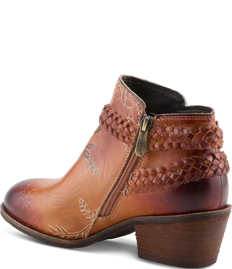 L'ARTISTE Across Leather Hand Painted Embossed Booties