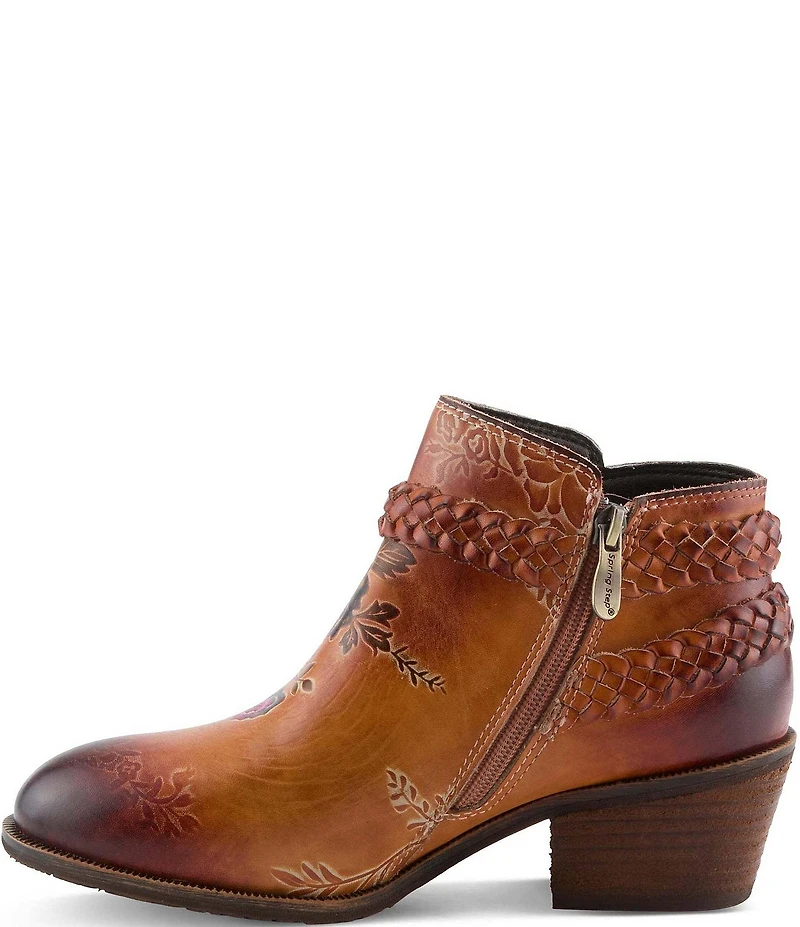 L'ARTISTE Across Leather Hand Painted Embossed Booties