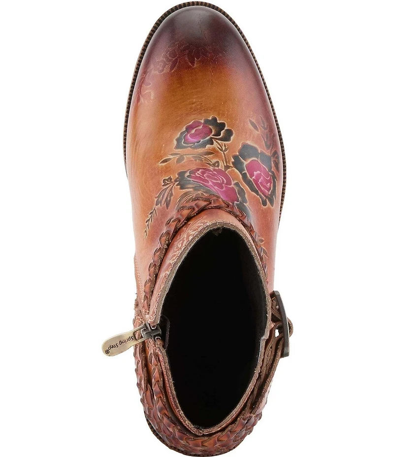 L'ARTISTE Across Leather Hand Painted Embossed Booties