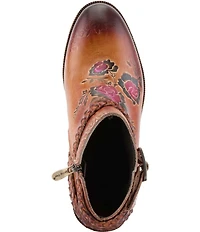 L'ARTISTE Across Leather Hand Painted Embossed Booties