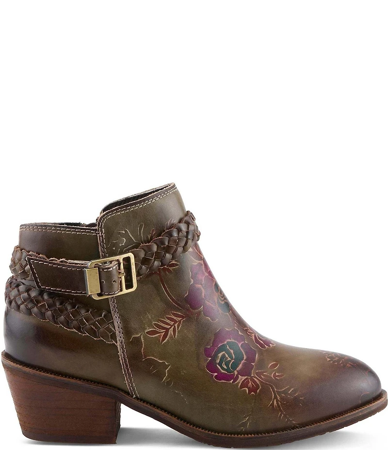 L'ARTISTE Across Leather Hand Painted Embossed Booties