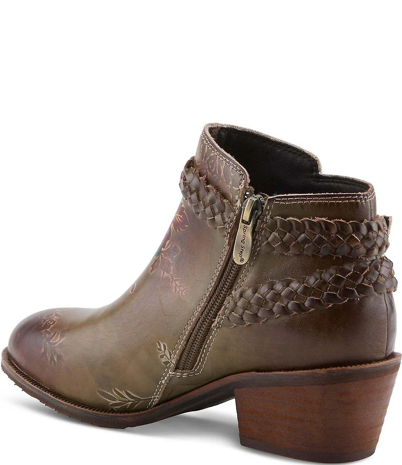L'ARTISTE Across Leather Hand Painted Embossed Booties