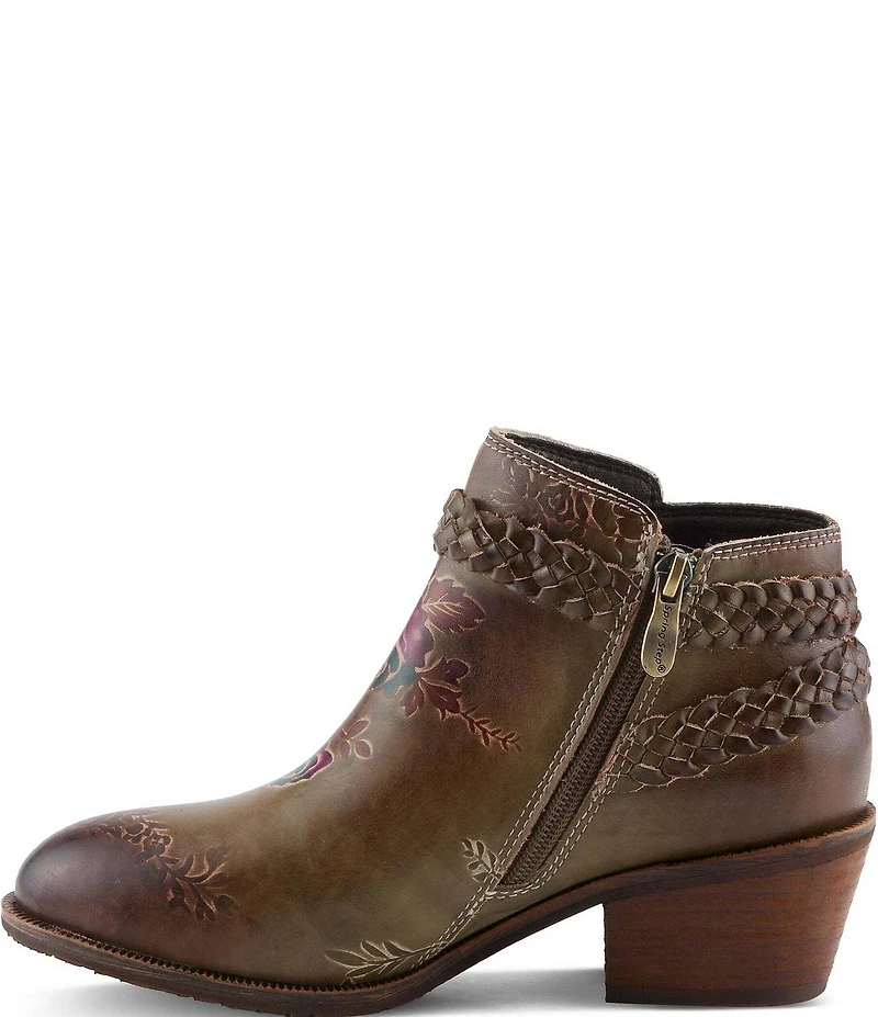 L'ARTISTE Across Leather Hand Painted Embossed Booties