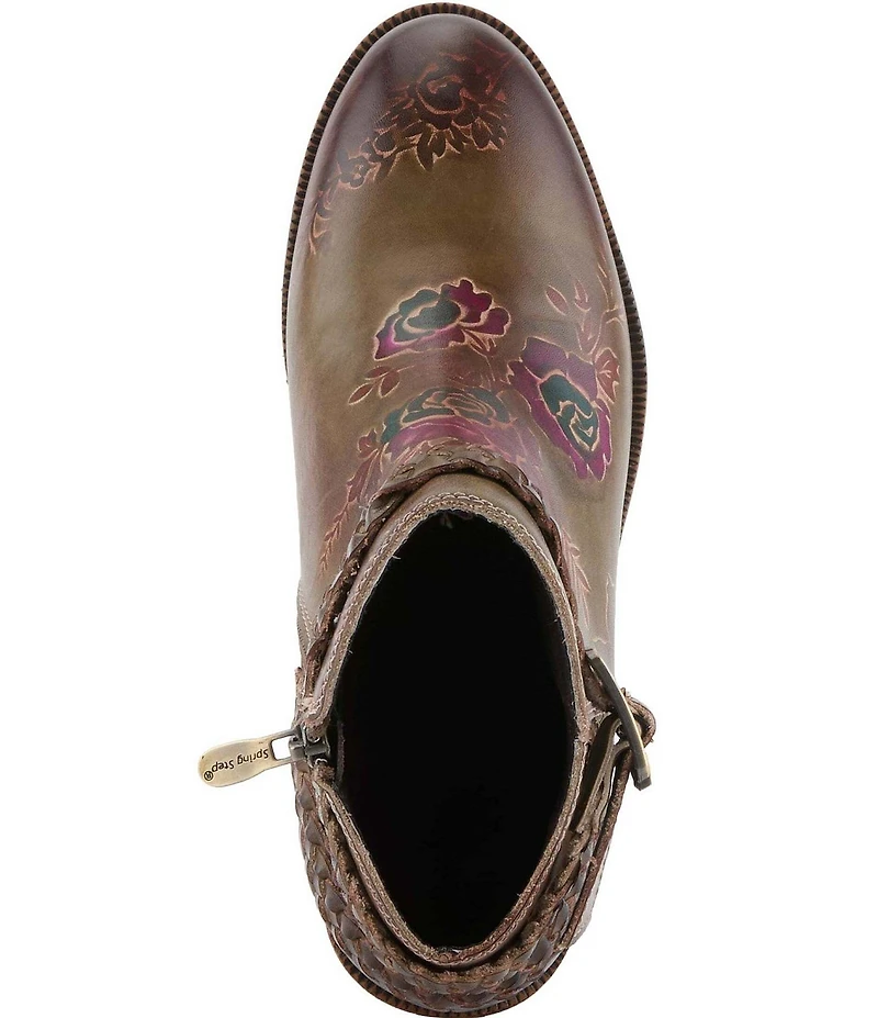 L'ARTISTE Across Leather Hand Painted Embossed Booties