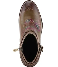 L'ARTISTE Across Leather Hand Painted Embossed Booties