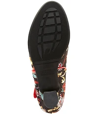 L'ARTISTE Adodora Tapestry Floral Print Velvet Hook-and-Loop Mary Jane Pumps