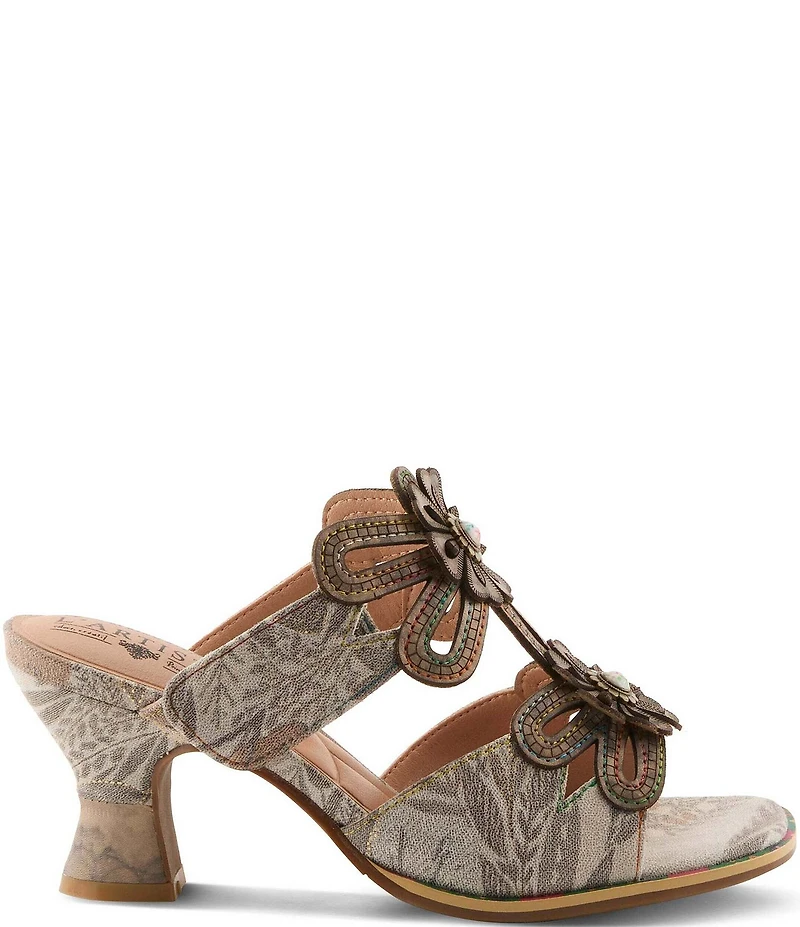 L'ARTISTE Alania-Garden Floral Applique Ornamented Dress Slides