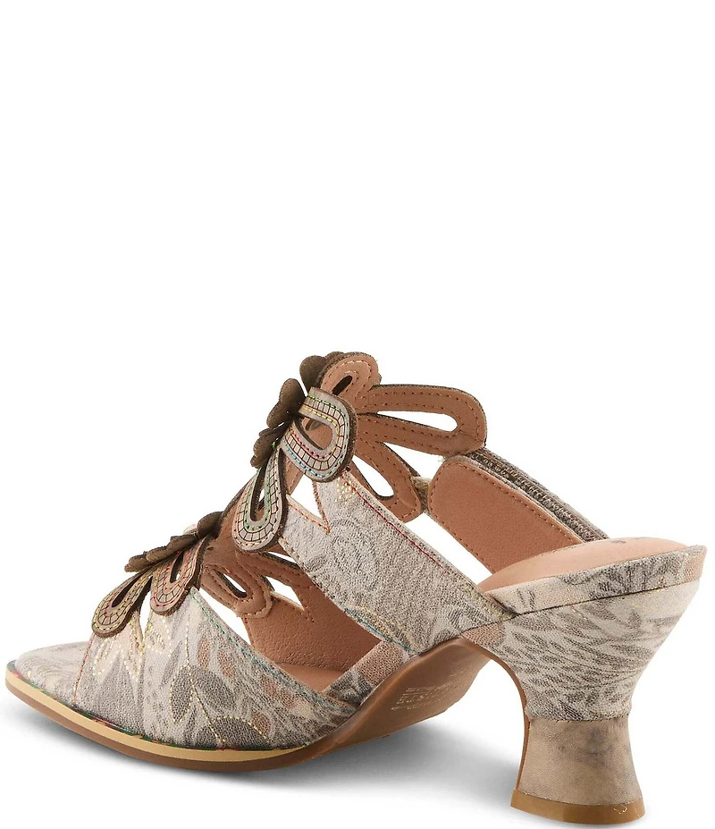 L'ARTISTE Alania-Garden Floral Applique Ornamented Dress Slides