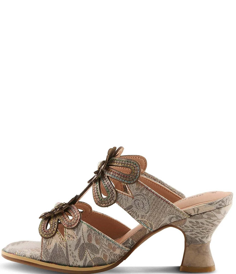 L'ARTISTE Alania-Garden Floral Applique Ornamented Dress Slides