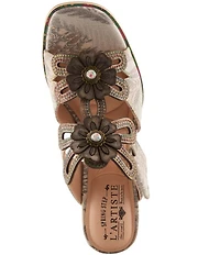 L'ARTISTE Alania-Garden Floral Applique Ornamented Dress Slides