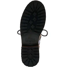 L'ARTISTE All The Way Floral Embossed Leather Combat Booties