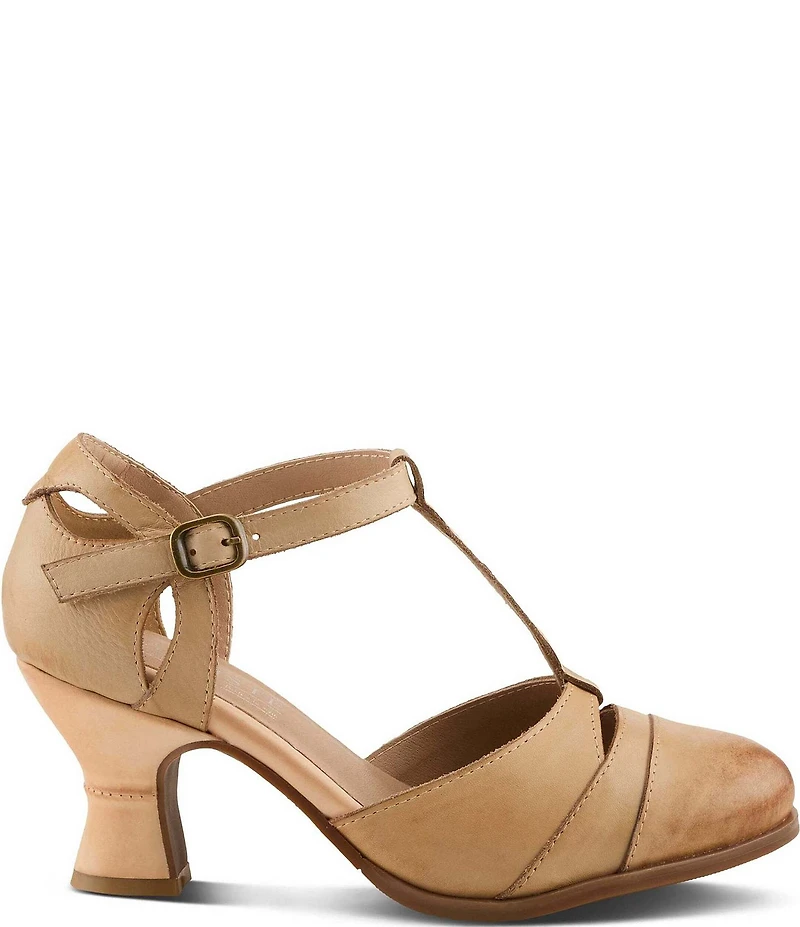 L'ARTISTE Altamira Leather T-Strap Pumps