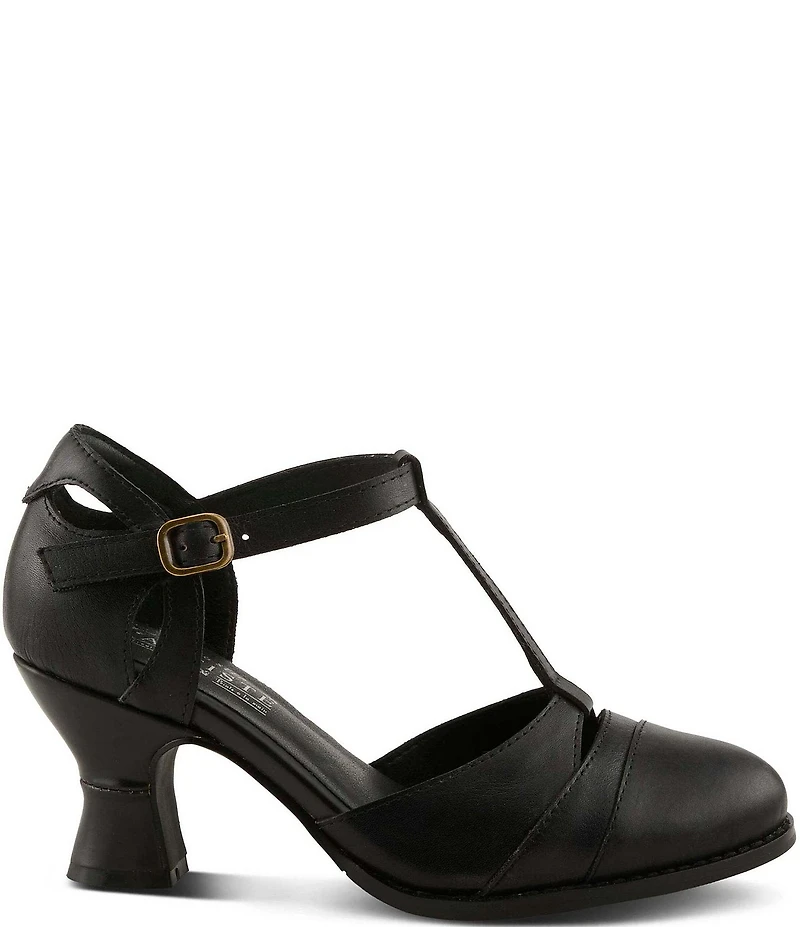 L'ARTISTE Altamira Leather T-Strap Pumps