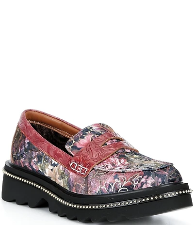 L'ARTISTE Altona Floral Printed Velvet Loafers