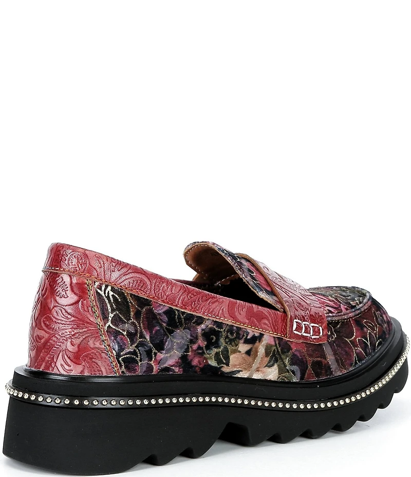 L'ARTISTE Altona Floral Printed Velvet Loafers