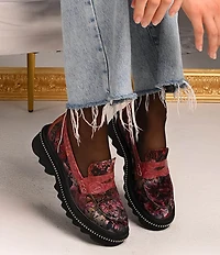 L'ARTISTE Altona Floral Printed Velvet Loafers