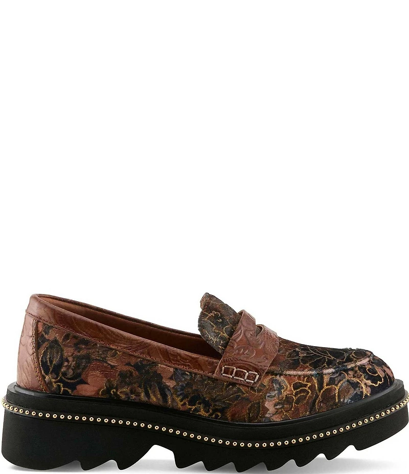 L'ARTISTE Altona Floral Printed Velvet Loafers