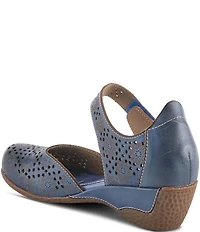 L'ARTISTE Americana Floral Perforated Leather Mary Jane Wedges