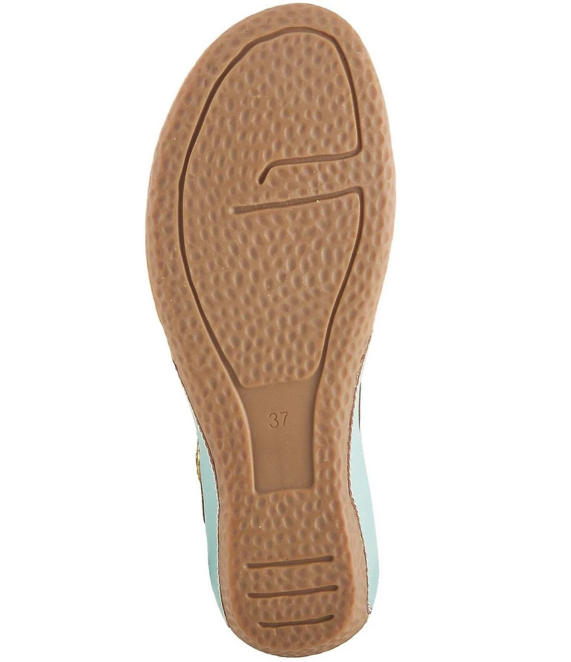 L'ARTISTE Americana Floral Perforated Leather Mary Jane Wedges