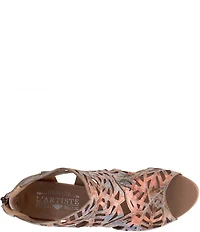 L'ARTISTE Amora Hand-Painted Embossed Laser-Cut Leather Peep Toe Shooties