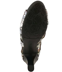 L'ARTISTE Amora Hand-Painted Embossed Laser-Cut Leather Peep Toe Shooties