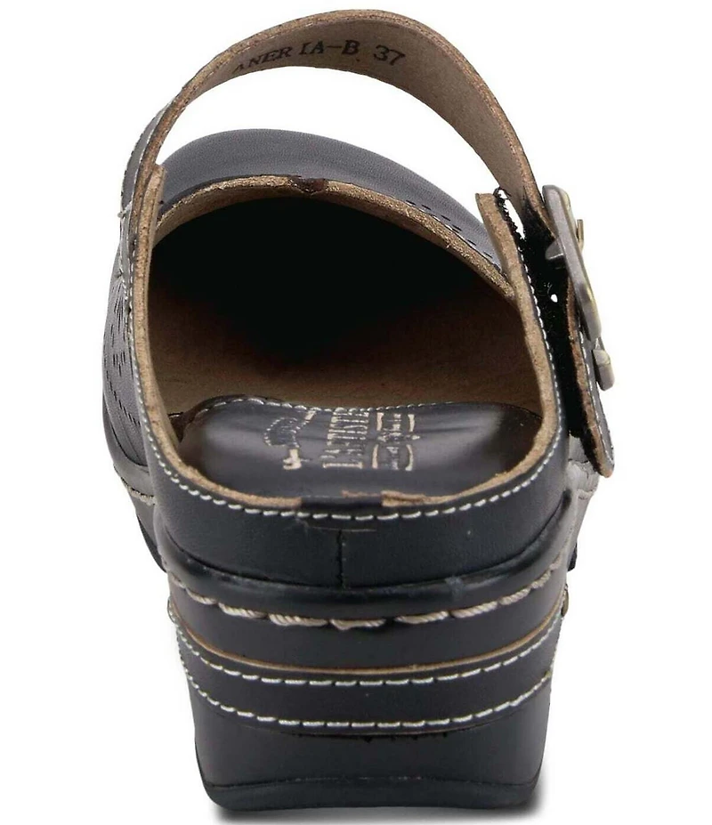 L'ARTISTE Aneria Laser Cut Leather Mary Jane Clogs